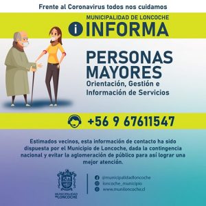 Oficina Municipal para Personas Mayores informa acciones en tiempos de COVID-19.