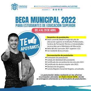 Lee más sobre el artículo BECAS MUNICIPALES 2022.