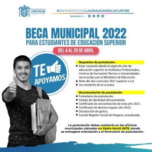 Lee más sobre el artículo BECAS MUNICIPALES 2022